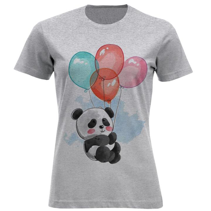 تی شرت آستین کوتاه زنانه مدل پاندا و بادکنک ها F1404